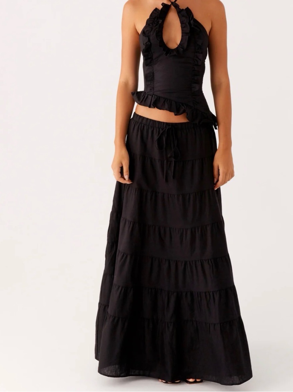 Peppermayo Marcella Linen Maxi Skirt - Black